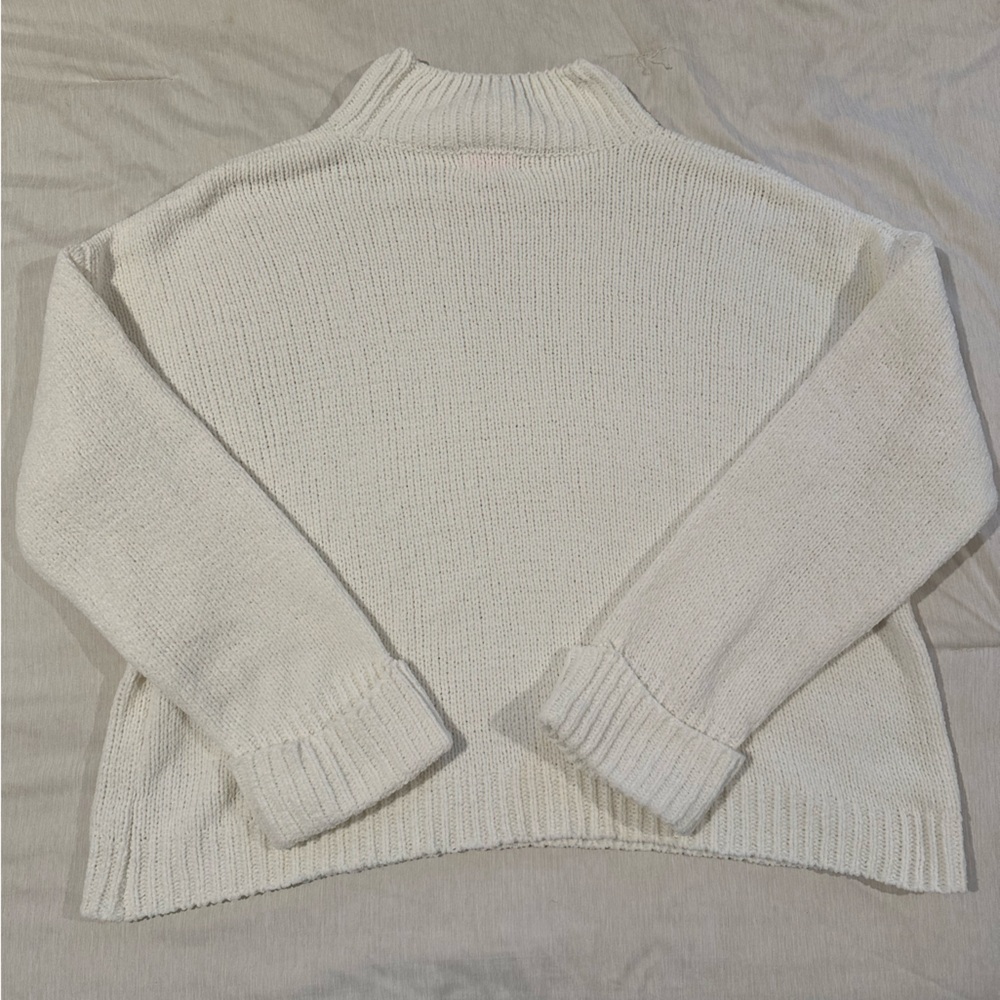 Pink Lily Play Your Part Mock Neck Chenille Sweater in Cream - Picture 3 of 5